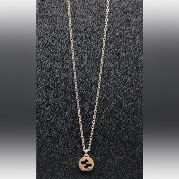 Auth Gucci Interlocking Double G Silver Ag925 Necklace W/Box full inclusion - Picture 2 of 10